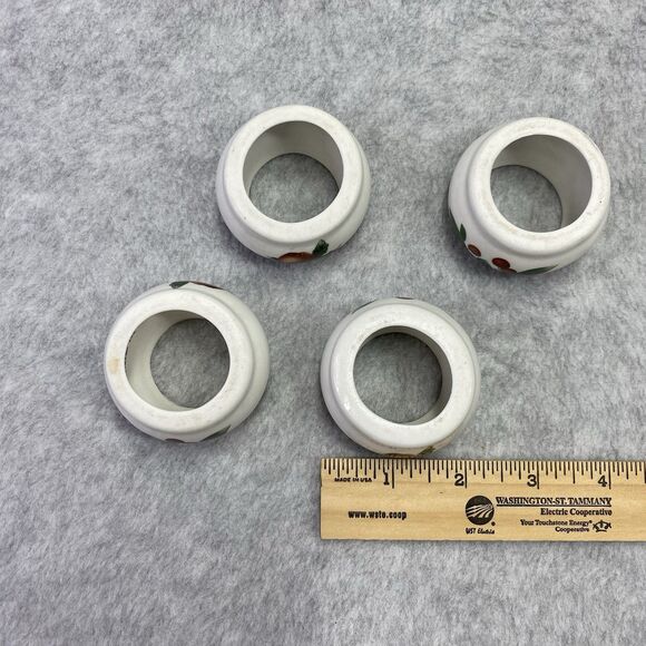 Cades Cove Collection Apple and Cherry Ceramic Napkin Ring Holder Set Of 4 - Picture 3 of 5